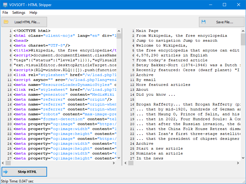 VovSoft HTML Stripper 1.3 Free Download